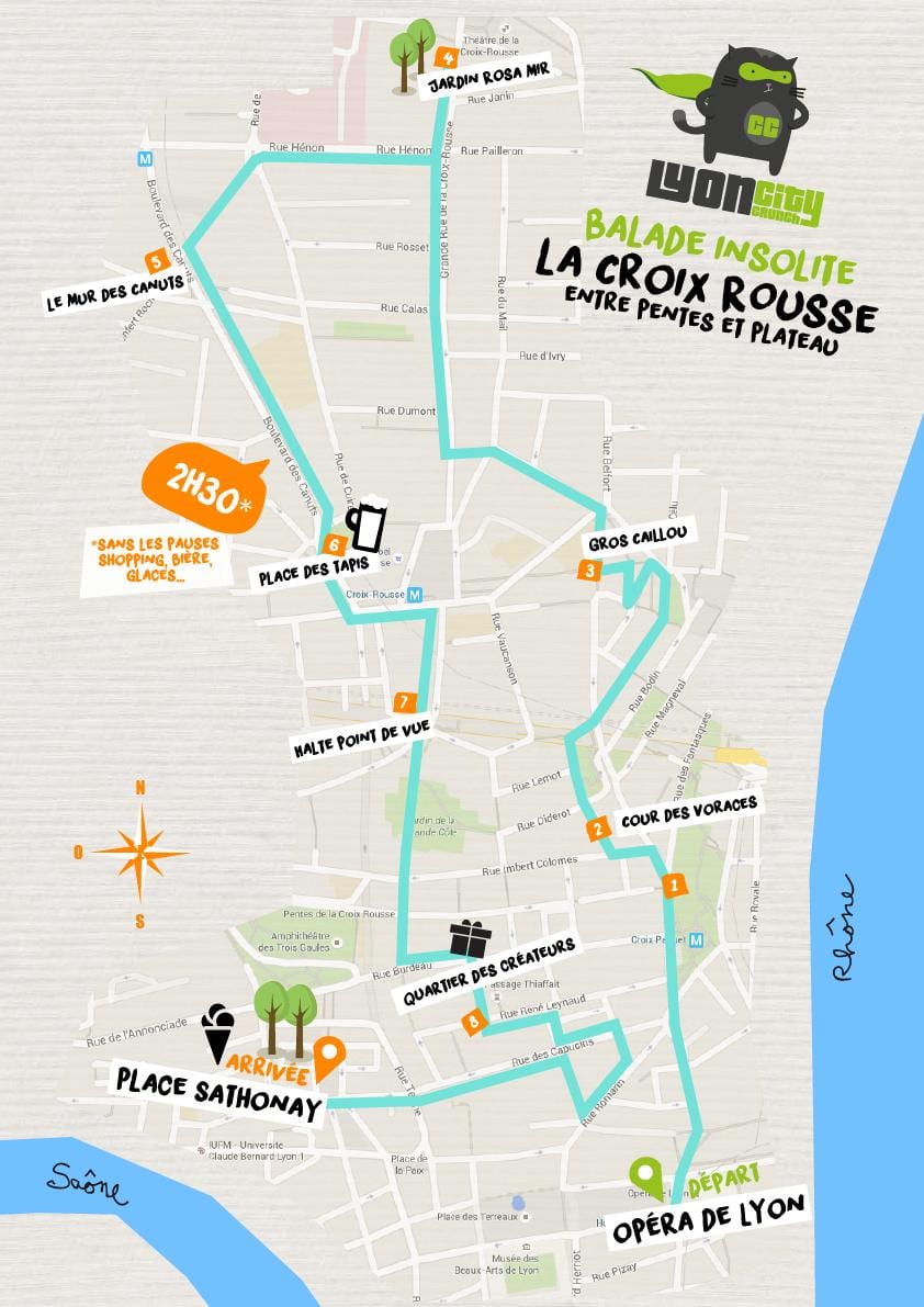 kort af croix einkaströnd Lyon 