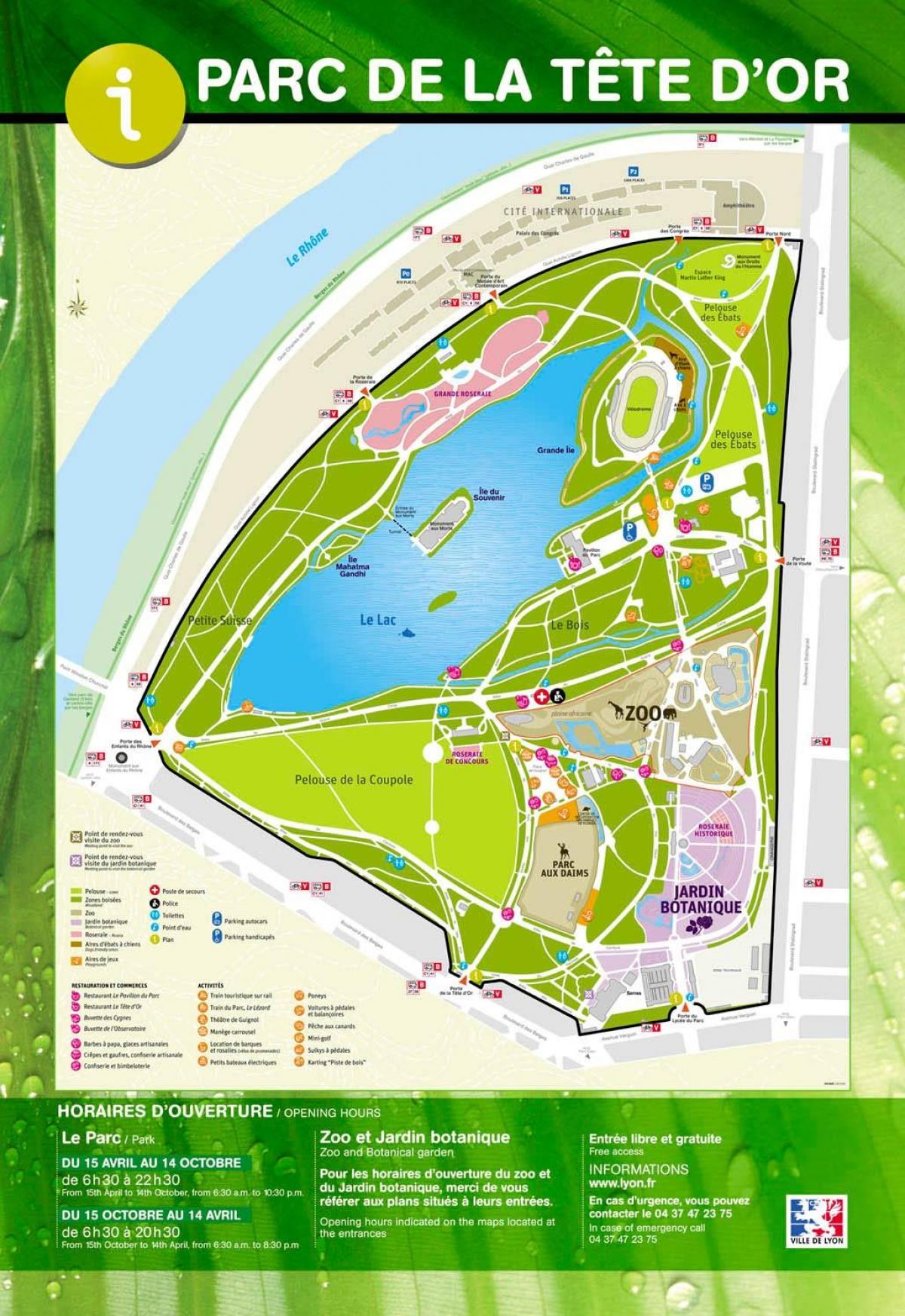 kort af Lyon park