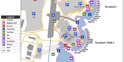Lyon frakklandi flugvöllur kort