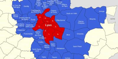 Kort af Lyon úthverfi 